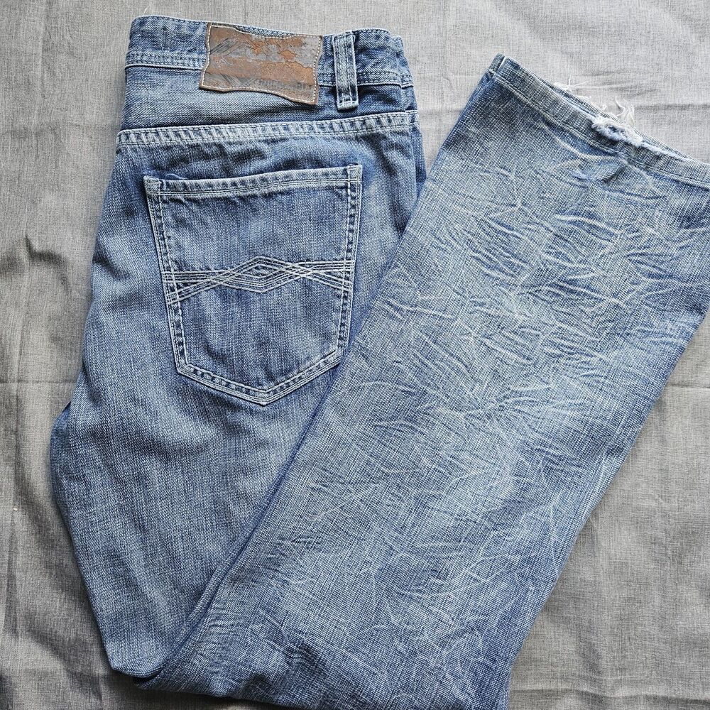 Rock & Roll Cowboy Mens 40x34 Double Barrell Relaxed Boot Cut Western Denim Blue